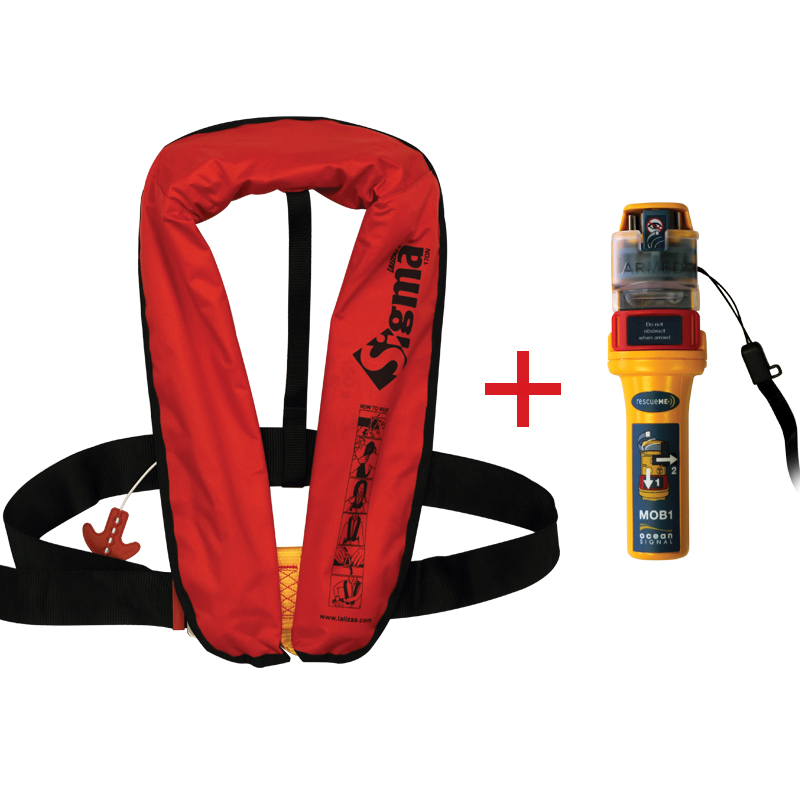 Chaleco inflable Sigma, Auto, 170N, ISO, Adulto, Rojo, c/Ocean Signal MOB1,Juego image